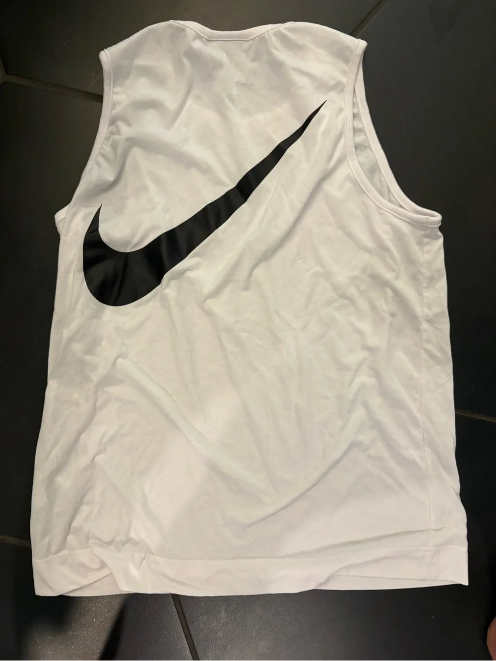 Nike White Athletic Tank with Black Swoosh